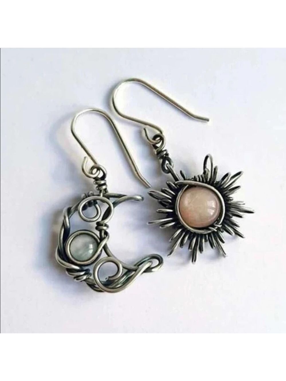 My Sun and Moon wire wrapped look drop earrings 🌿